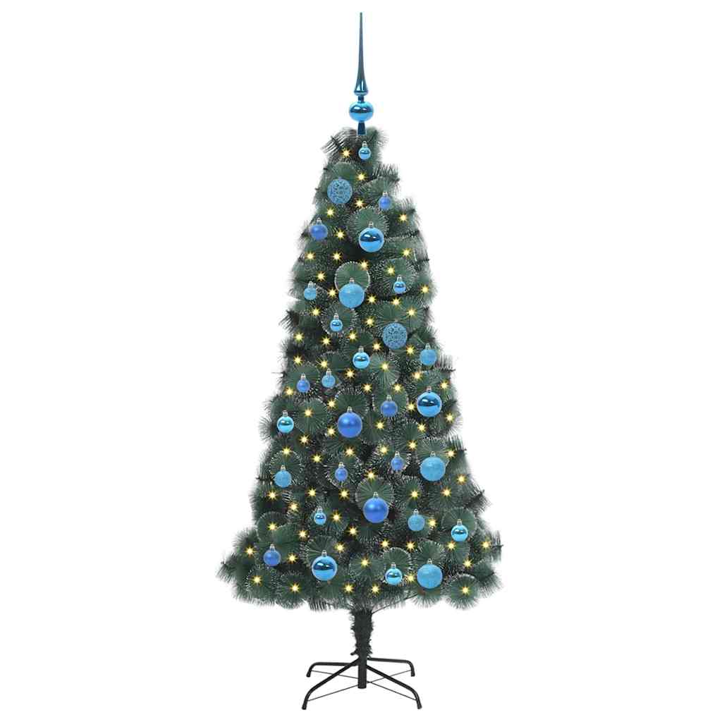 Vidaxx sapin de Noël artificiel avec éclairage et jeu de boules vert bonnet 150 cm