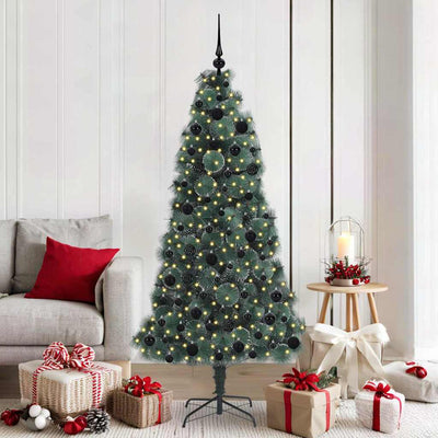 VidaXL artificial Christmas tree with lighting and ball set green 180 cm cap