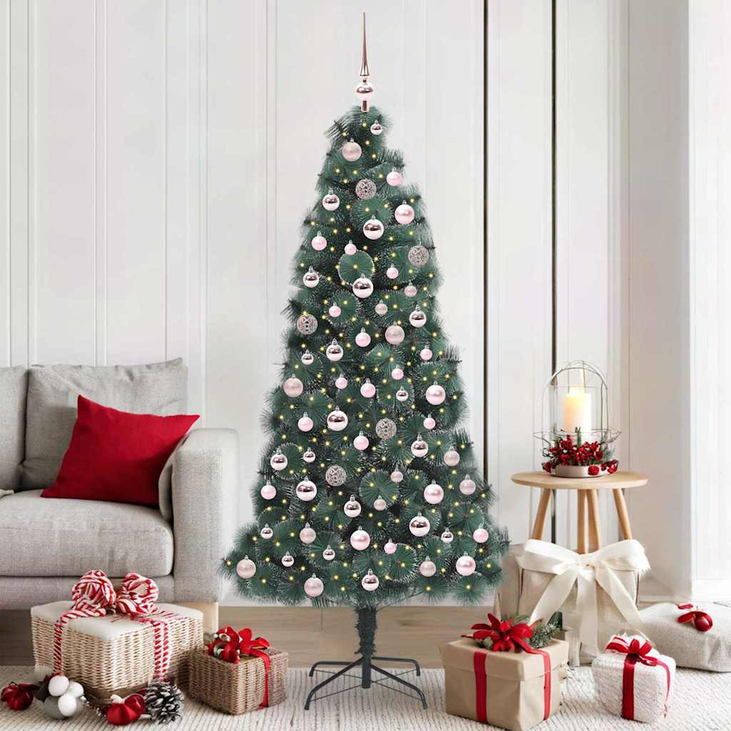 Vidaxx sapin de Noël artificiel avec éclairage et jeu de boules vert bonnet 180 cm