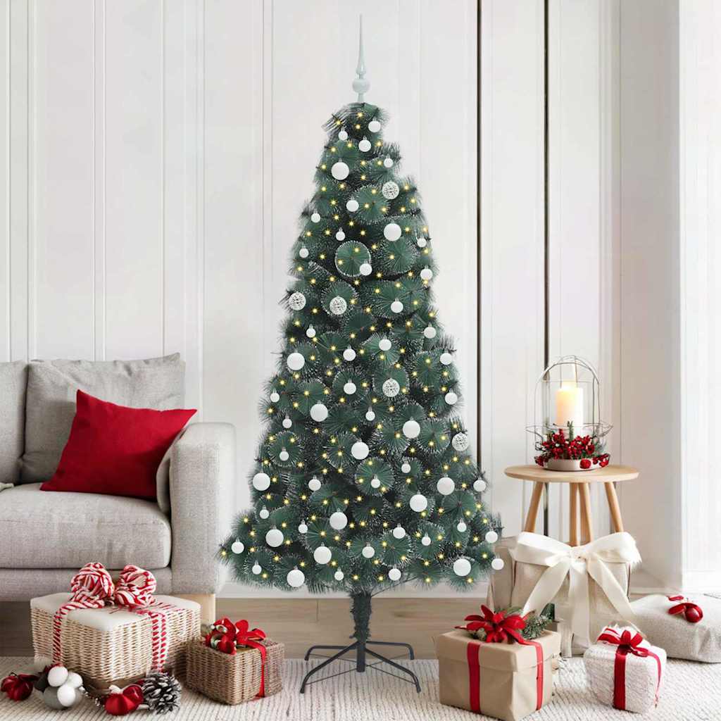 Vidaxx sapin de Noël artificiel avec éclairage et jeu de boules vert bonnet 180 cm