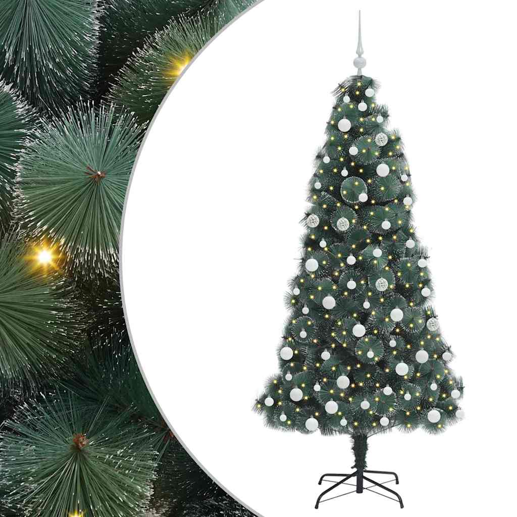 Vidaxx sapin de Noël artificiel avec éclairage et jeu de boules vert bonnet 180 cm