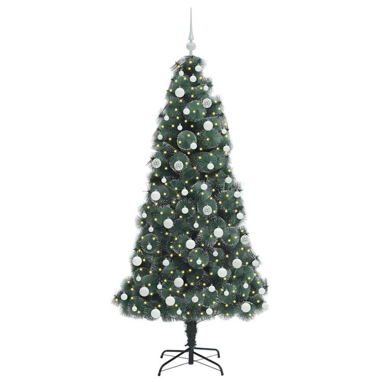 Vidaxx sapin de Noël artificiel avec éclairage et jeu de boules vert bonnet 180 cm