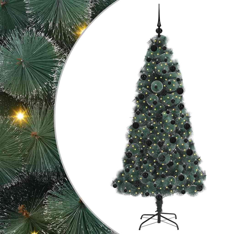 Vidaxx sapin de Noël artificiel avec éclairage et jeu de boules vert bonnet 210 cm