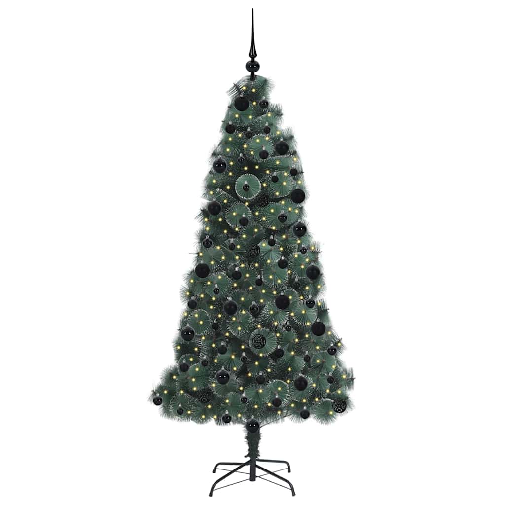 Vidaxx sapin de Noël artificiel avec éclairage et jeu de boules vert bonnet 210 cm