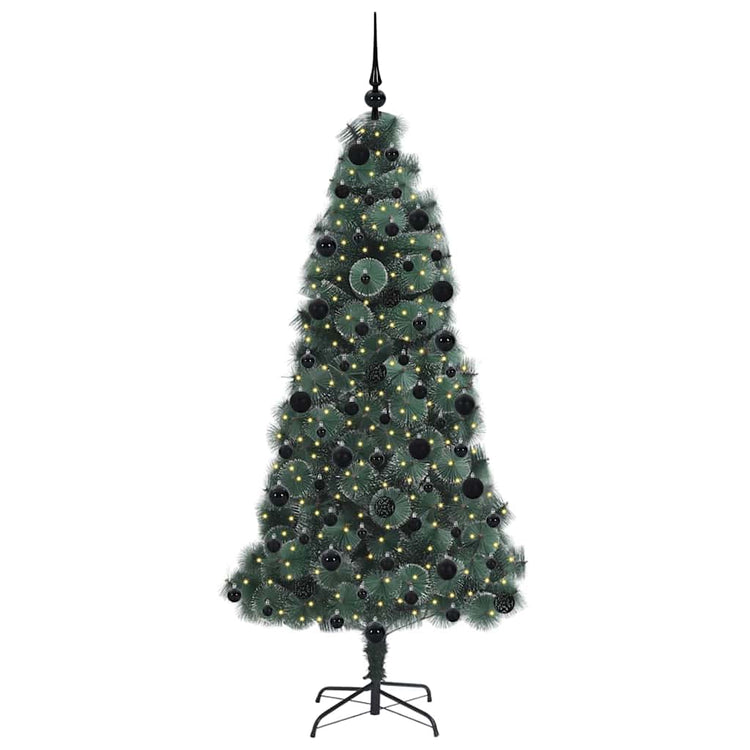 Vidaxx sapin de Noël artificiel avec éclairage et jeu de boules vert bonnet 210 cm