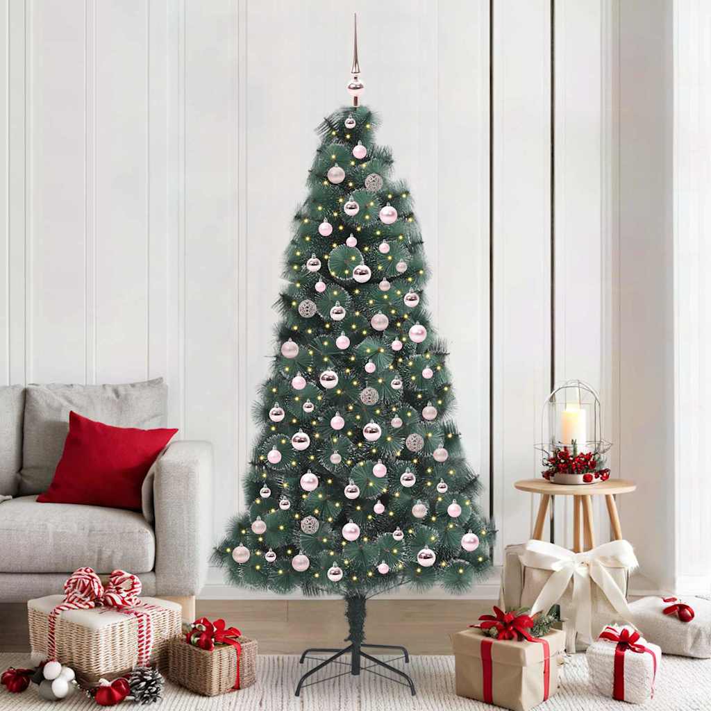 Vidaxx sapin de Noël artificiel illuminé avec jeu de boules vert 210 cm
