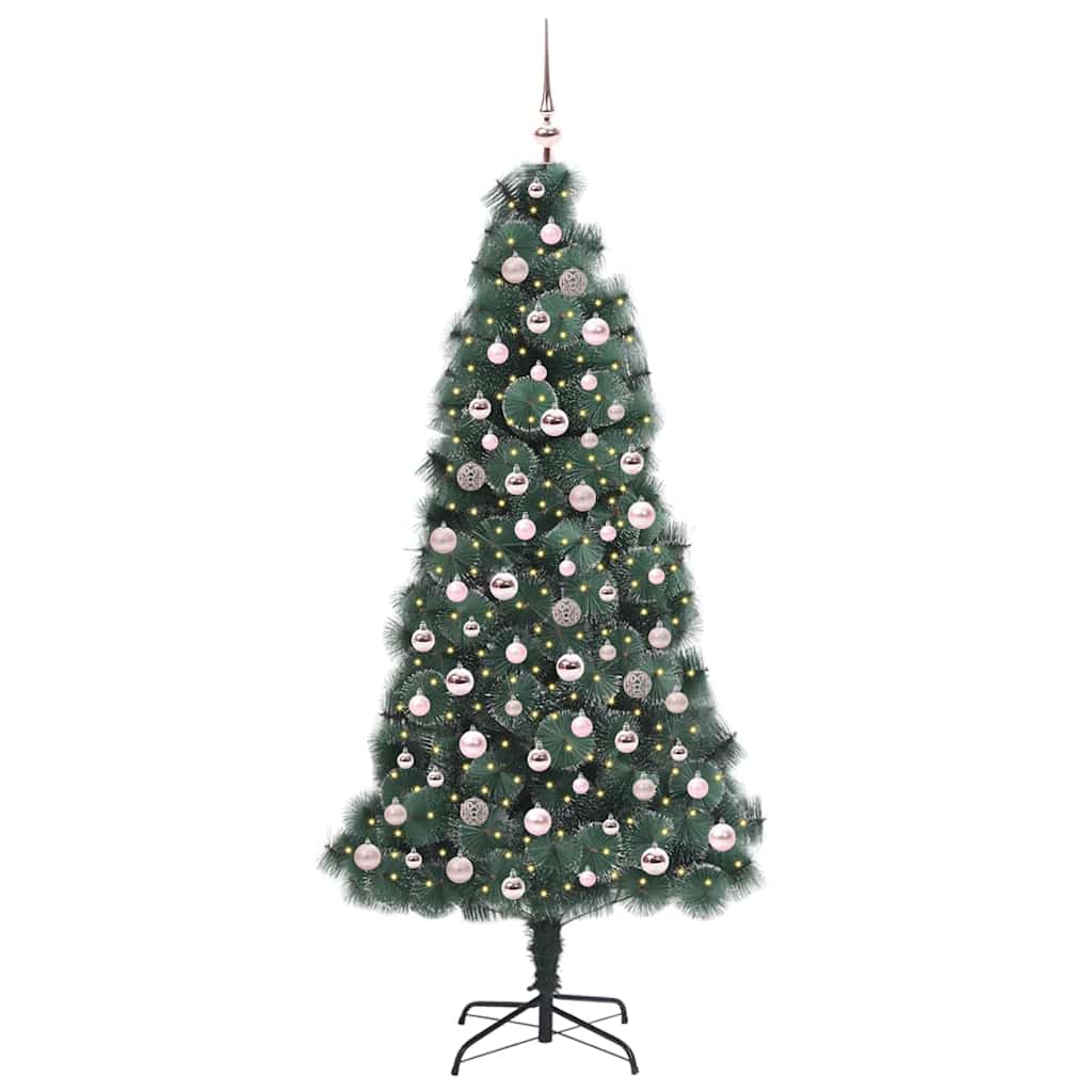 Vidaxx sapin de Noël artificiel illuminé avec jeu de boules vert 210 cm