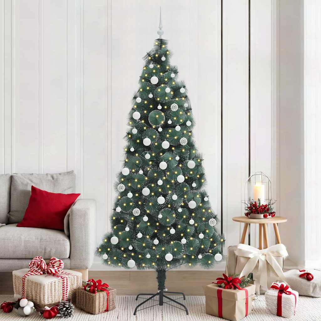 Vidaxx sapin de Noël artificiel illuminé avec jeu de boules vert 210 cm