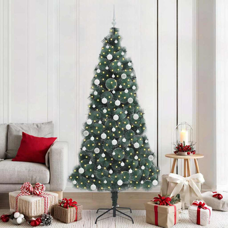 Vidaxx sapin de Noël artificiel illuminé avec jeu de boules vert 210 cm