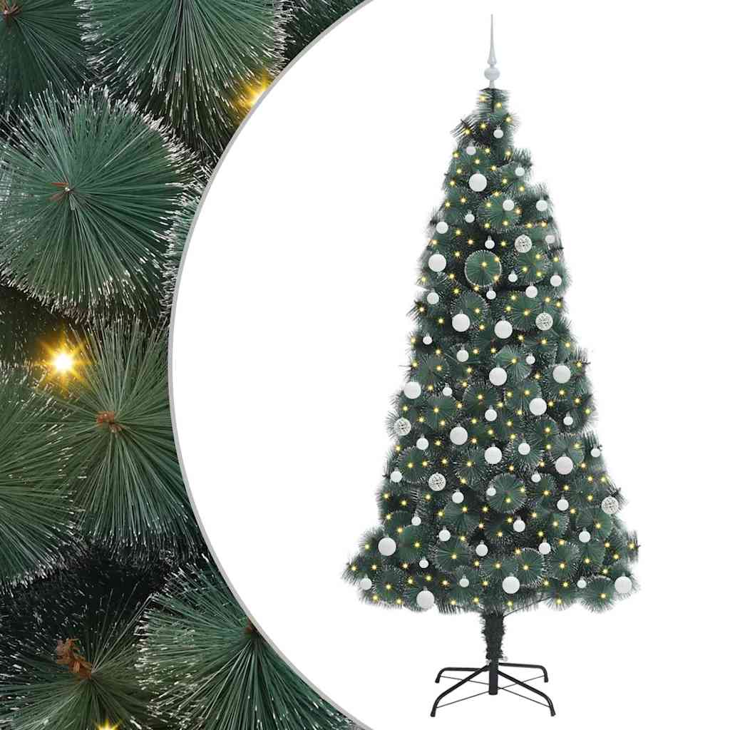 Vidaxx sapin de Noël artificiel illuminé avec jeu de boules vert 210 cm