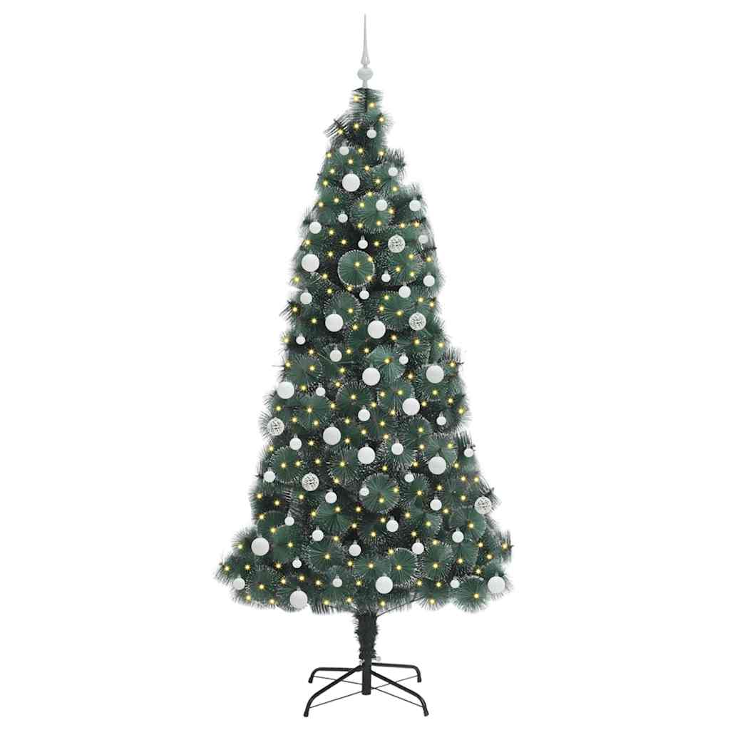 Vidaxx sapin de Noël artificiel illuminé avec jeu de boules vert 210 cm