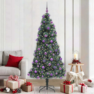 Vidaxx sapin de Noël artificiel avec éclairage et jeu de boules vert bonnet 210 cm