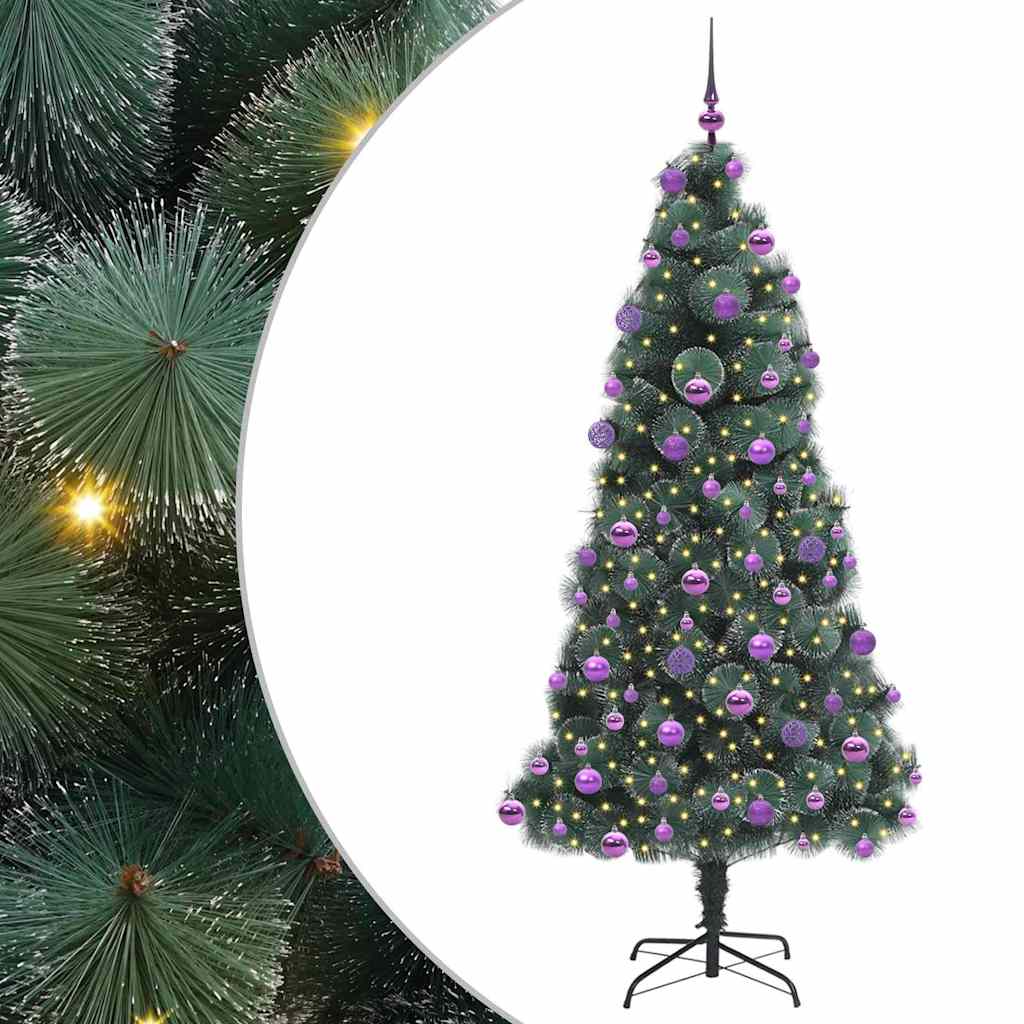 Vidaxx sapin de Noël artificiel avec éclairage et jeu de boules vert bonnet 210 cm