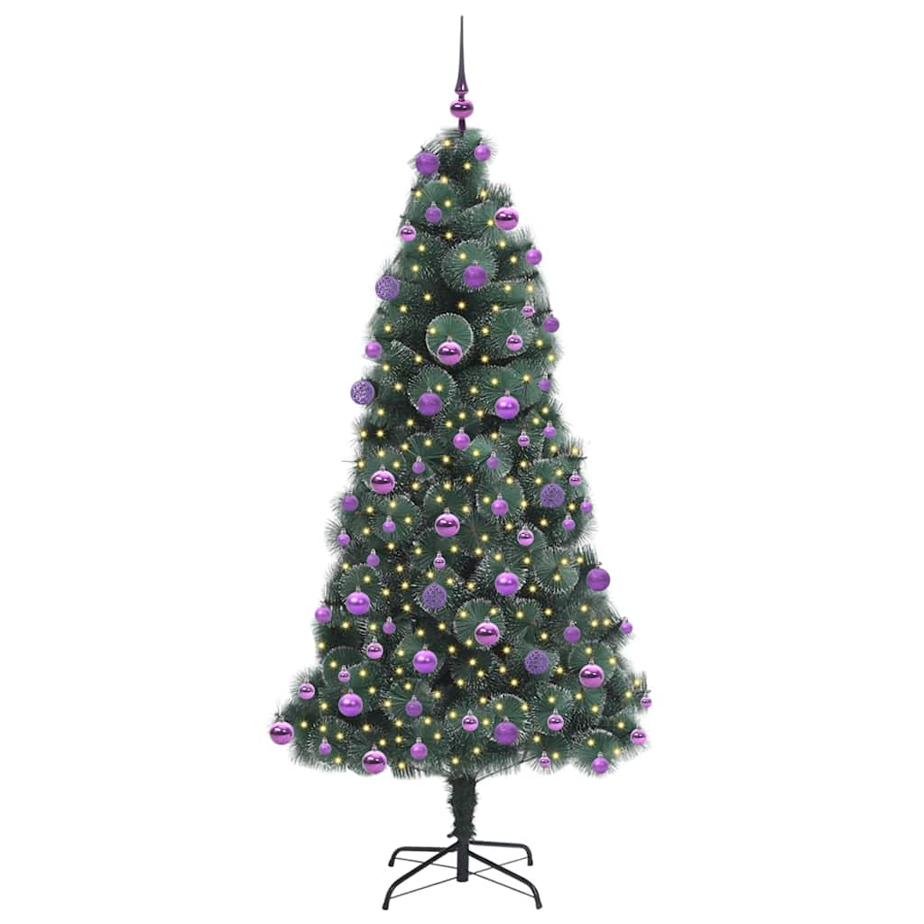 Vidaxx sapin de Noël artificiel avec éclairage et jeu de boules vert bonnet 210 cm