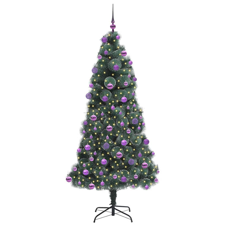 Vidaxx sapin de Noël artificiel avec éclairage et jeu de boules vert bonnet 210 cm