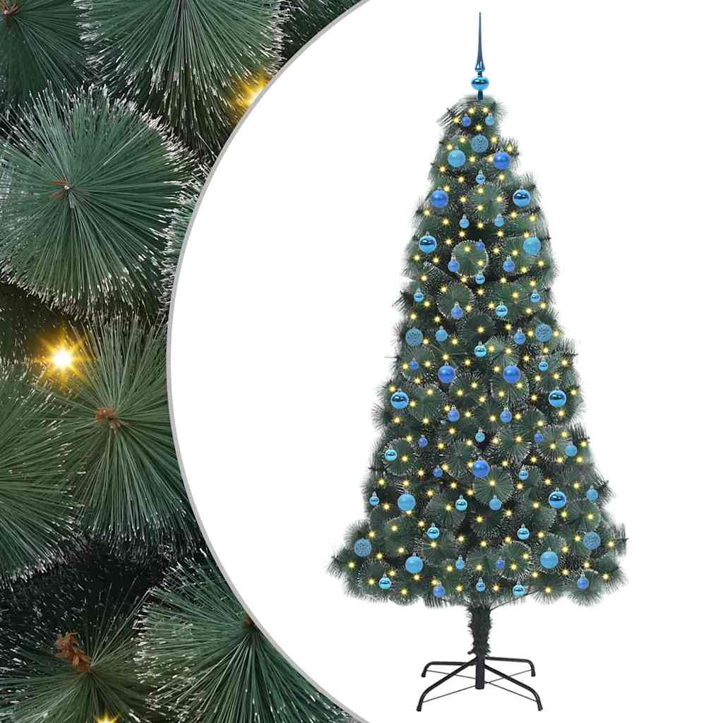 Vidaxx sapin de Noël artificiel illuminé avec jeu de boules vert 210 cm