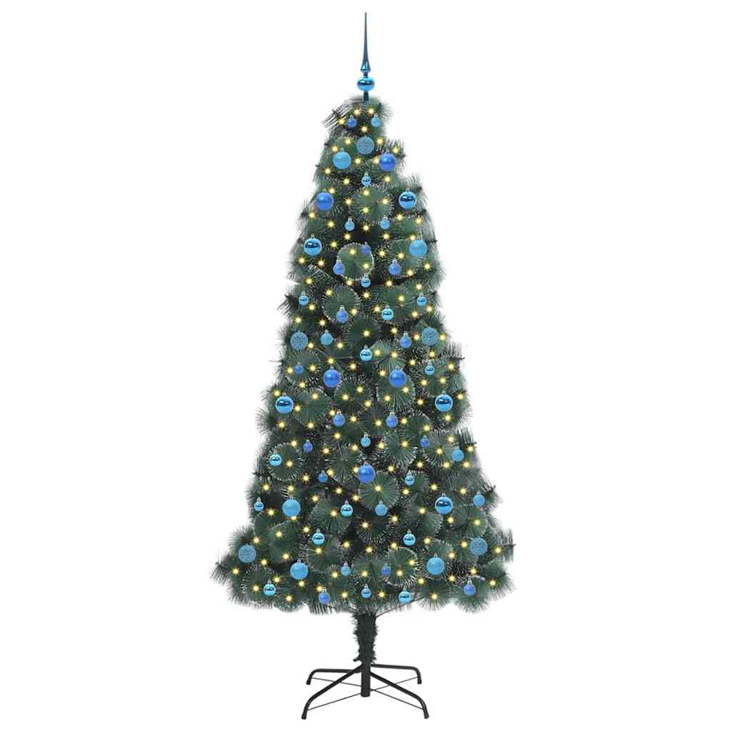 Vidaxx sapin de Noël artificiel illuminé avec jeu de boules vert 210 cm