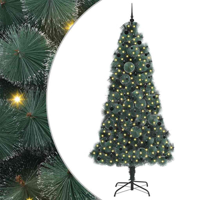Vidaxx sapin de Noël artificiel illuminé avec jeu de boules vert bonnet 240 cm