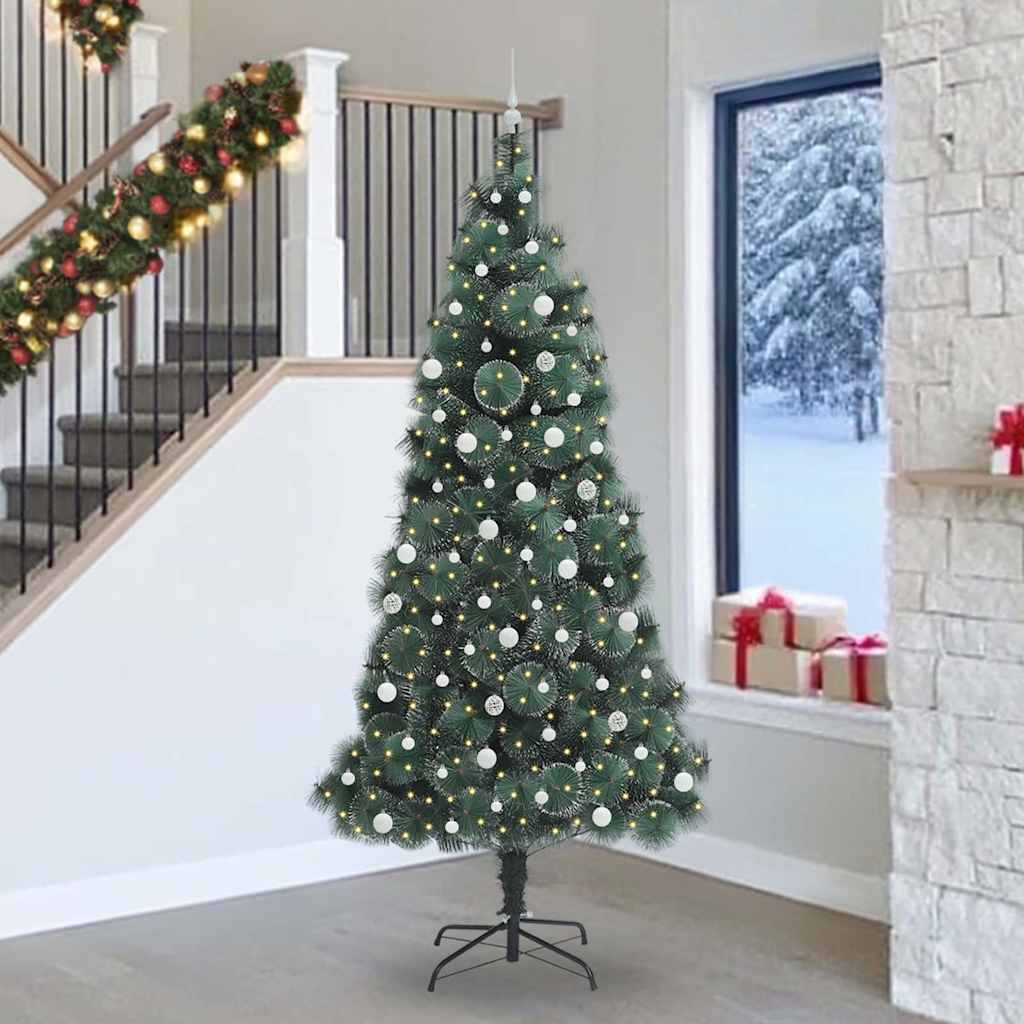 Vidaxx sapin de Noël artificiel avec éclairage frontal et jeu de boules vert 240 cm