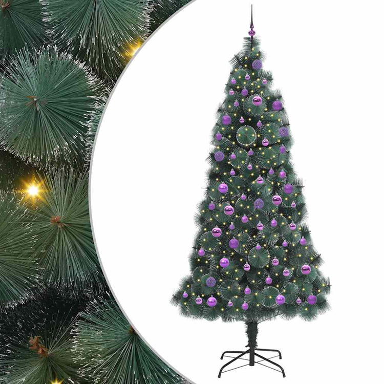 VidaXL sapin de Noël artificiel avec jeu de boules, capuchon vert illuminé 240 cm