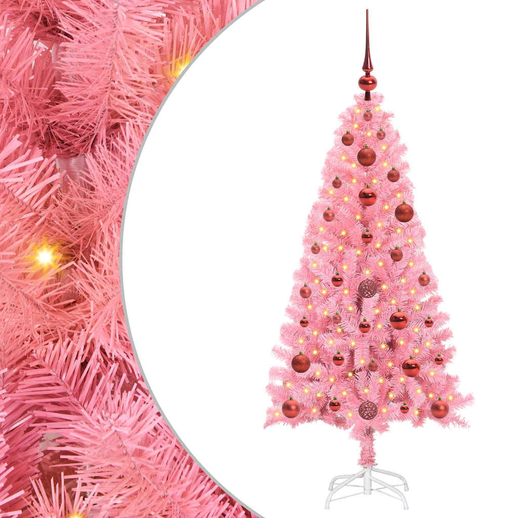 VidaXL Sapin de Noël avec 150 LED avec PVC rose standard 120 cm