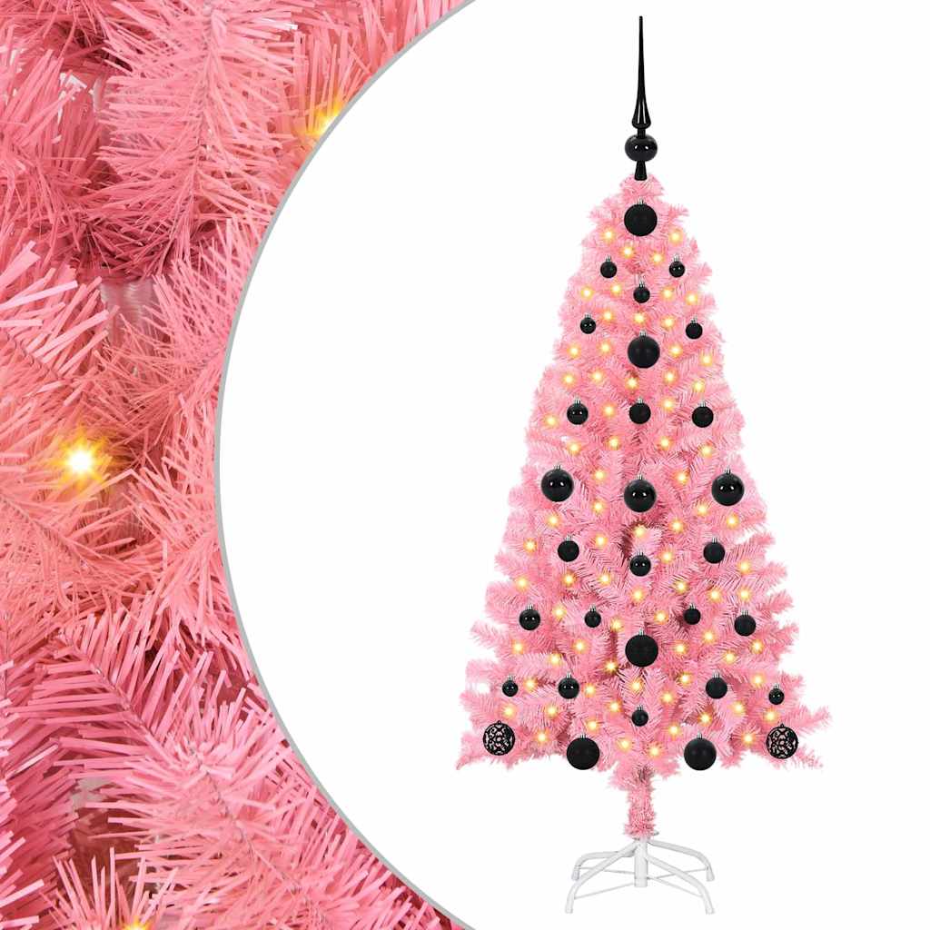 VidaXL Sapin de Noël avec 150 LED avec PVC rose standard 120 cm