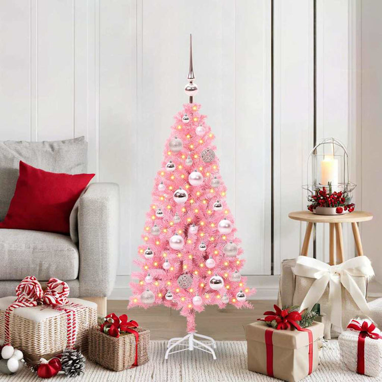 VidaXL Sapin de Noël avec 150 LED avec PVC rose standard 120 cm