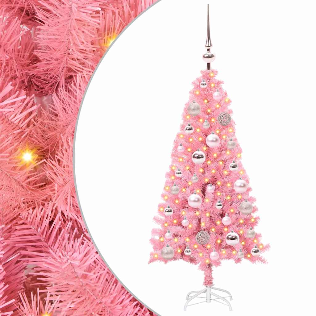 VidaXL Sapin de Noël avec 150 LED avec PVC rose standard 120 cm