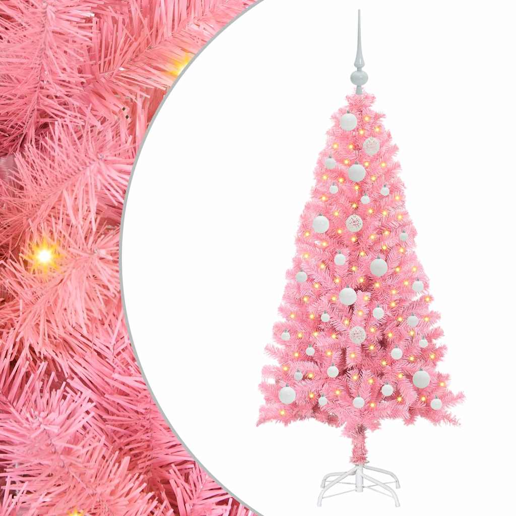VidaXL Sapin de Noël avec 150 LED avec PVC rose standard 120 cm