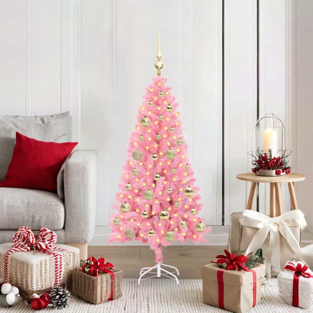 VidaXL Sapin de Noël avec 150 LED avec PVC rose standard 120 cm