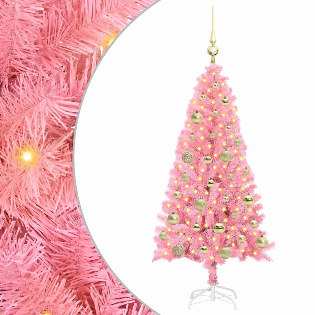 VidaXL Sapin de Noël avec 150 LED avec PVC rose standard 120 cm