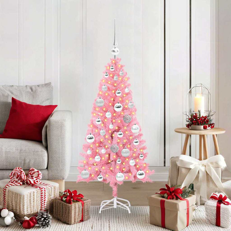 VidaXL Sapin de Noël avec 150 LED avec PVC rose standard 120 cm