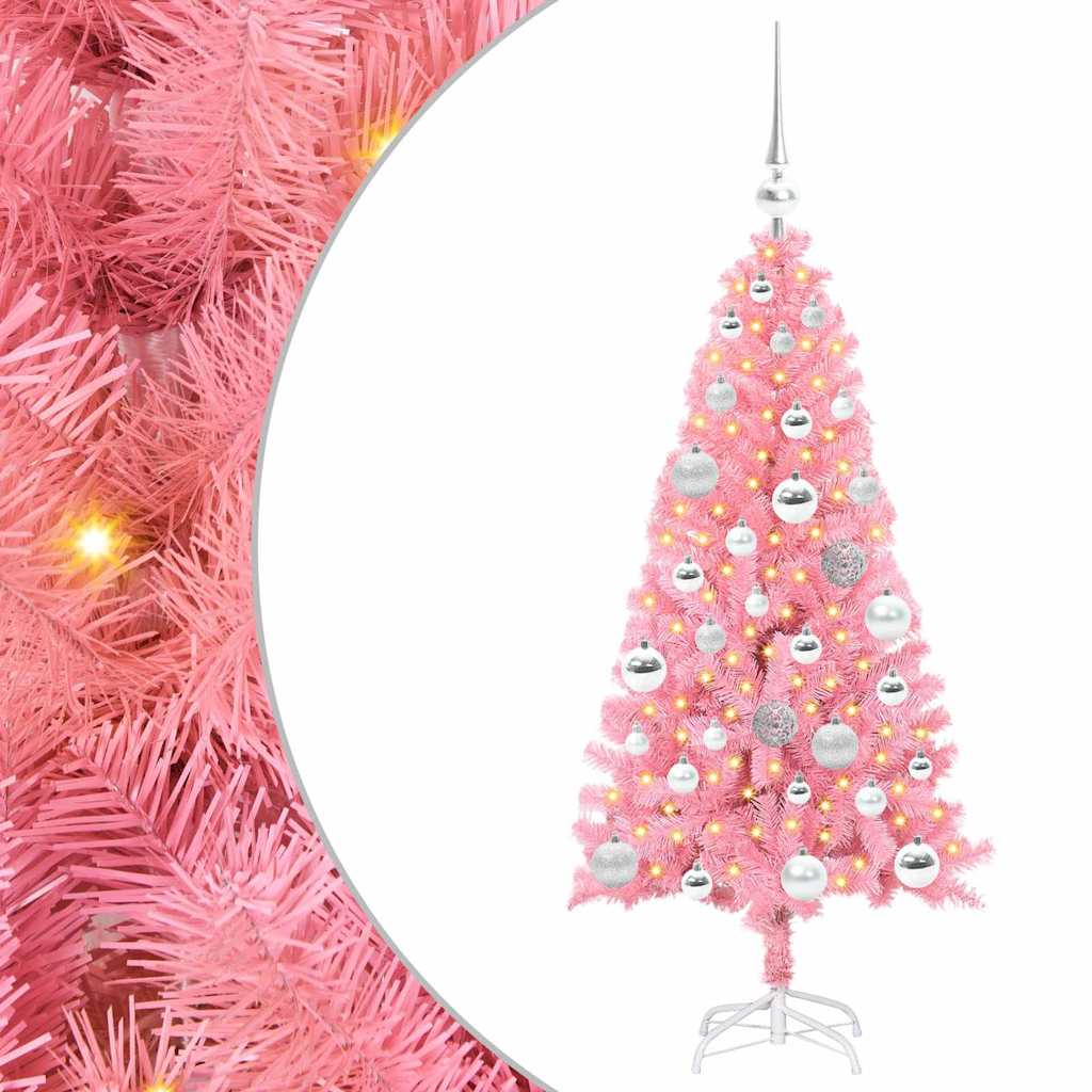 VidaXL Sapin de Noël avec 150 LED avec PVC rose standard 120 cm