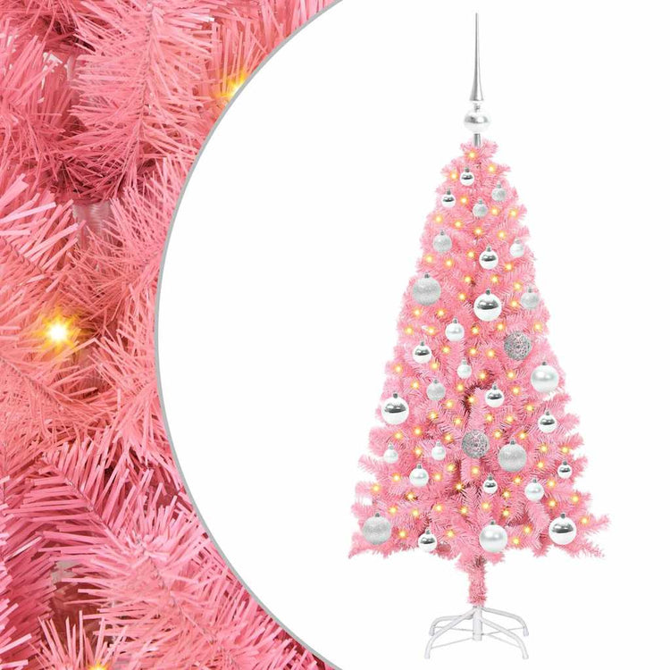 VidaXL Sapin de Noël avec 150 LED avec PVC rose standard 120 cm