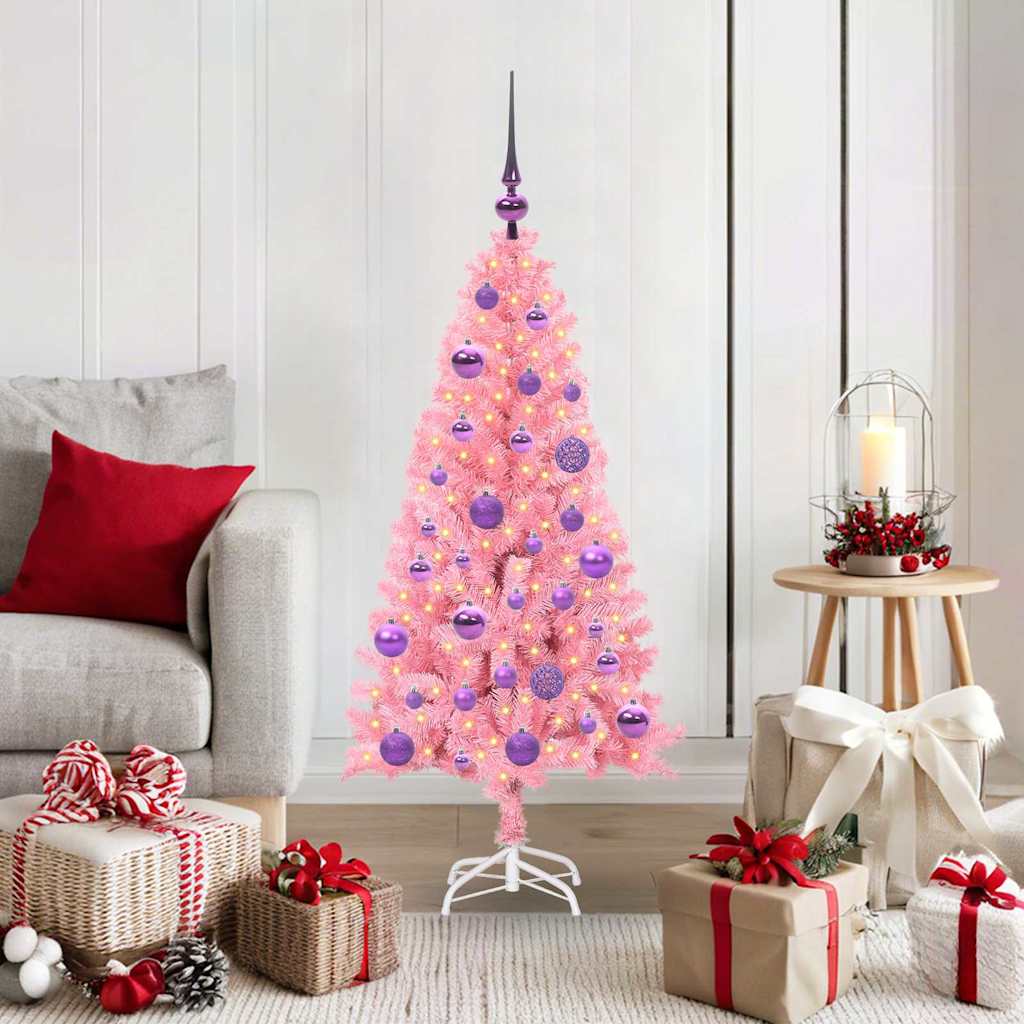 VidaXL Sapin de Noël avec 150 LED avec PVC rose standard 120 cm