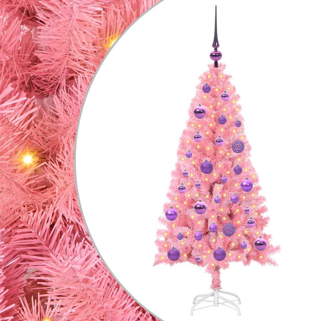 VidaXL Sapin de Noël avec 150 LED avec PVC rose standard 120 cm