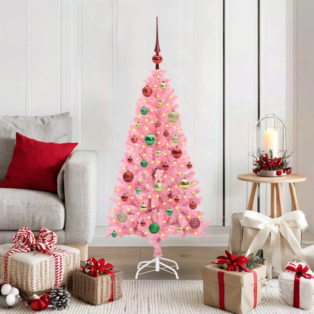 VidaXL Sapin de Noël avec 150 LED avec PVC rose standard 120 cm