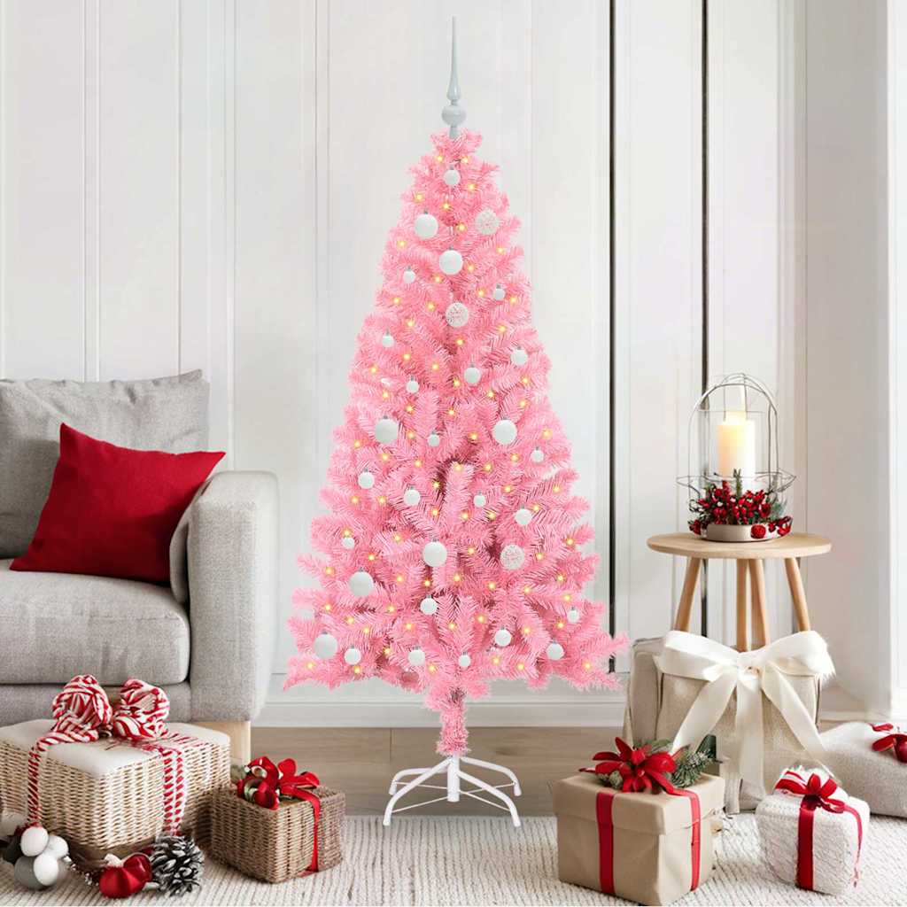 VidaXL Sapin de Noël avec 150 LED avec PVC rose standard 150 cm