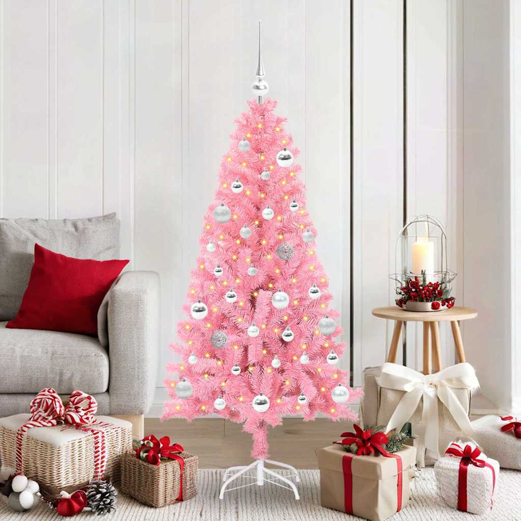 VidaXL Sapin de Noël avec 150 LED avec PVC rose standard 150 cm