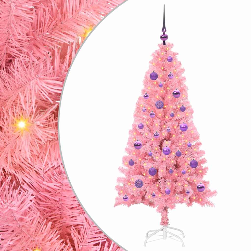 VidaXL Sapin de Noël avec 150 LED avec PVC rose standard 150 cm