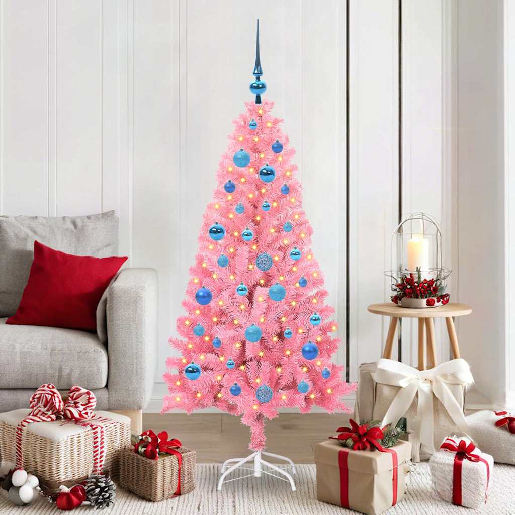 VidaXL Sapin de Noël avec 150 LED avec PVC rose standard 150 cm