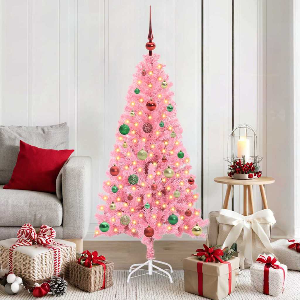 VidaXL Sapin de Noël avec 150 LED avec PVC rose standard 150 cm