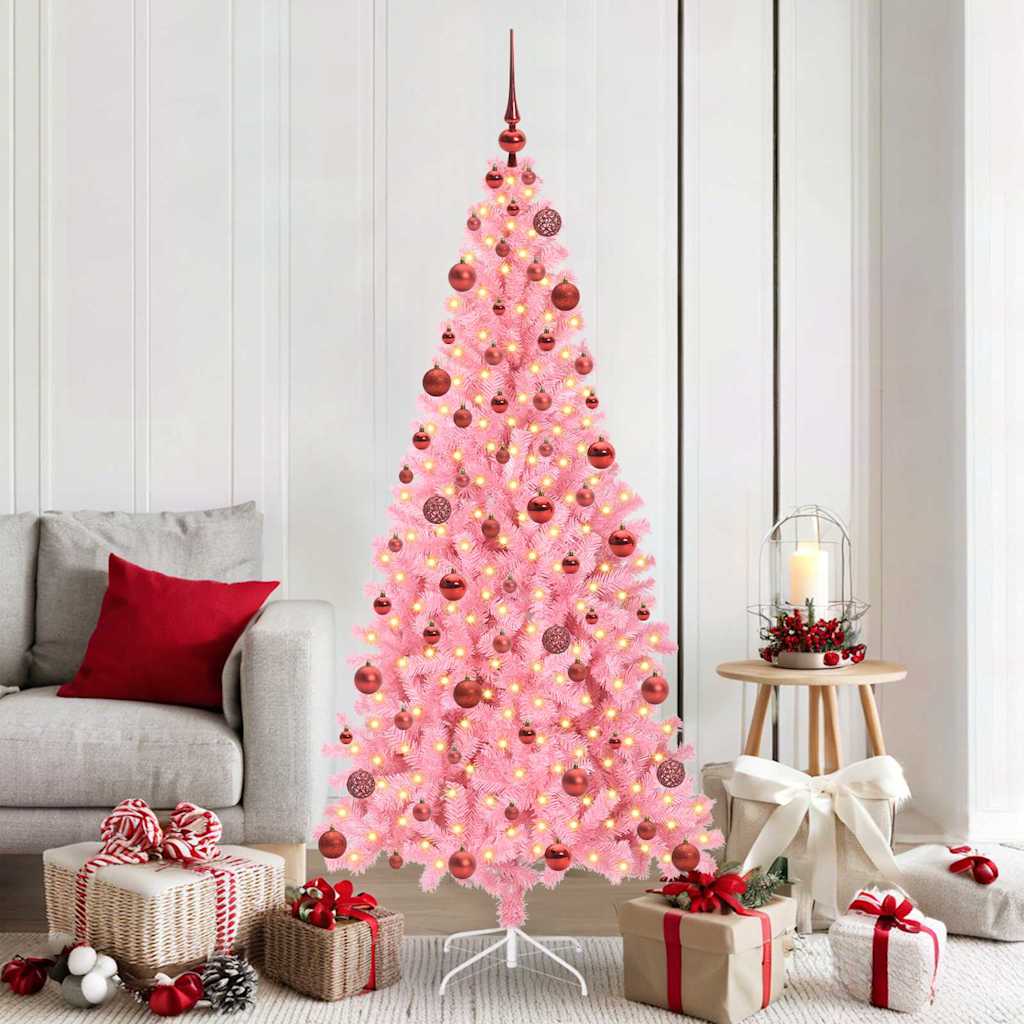 VidaXL Sapin de Noël avec 300 LED avec PVC rose standard 180 cm