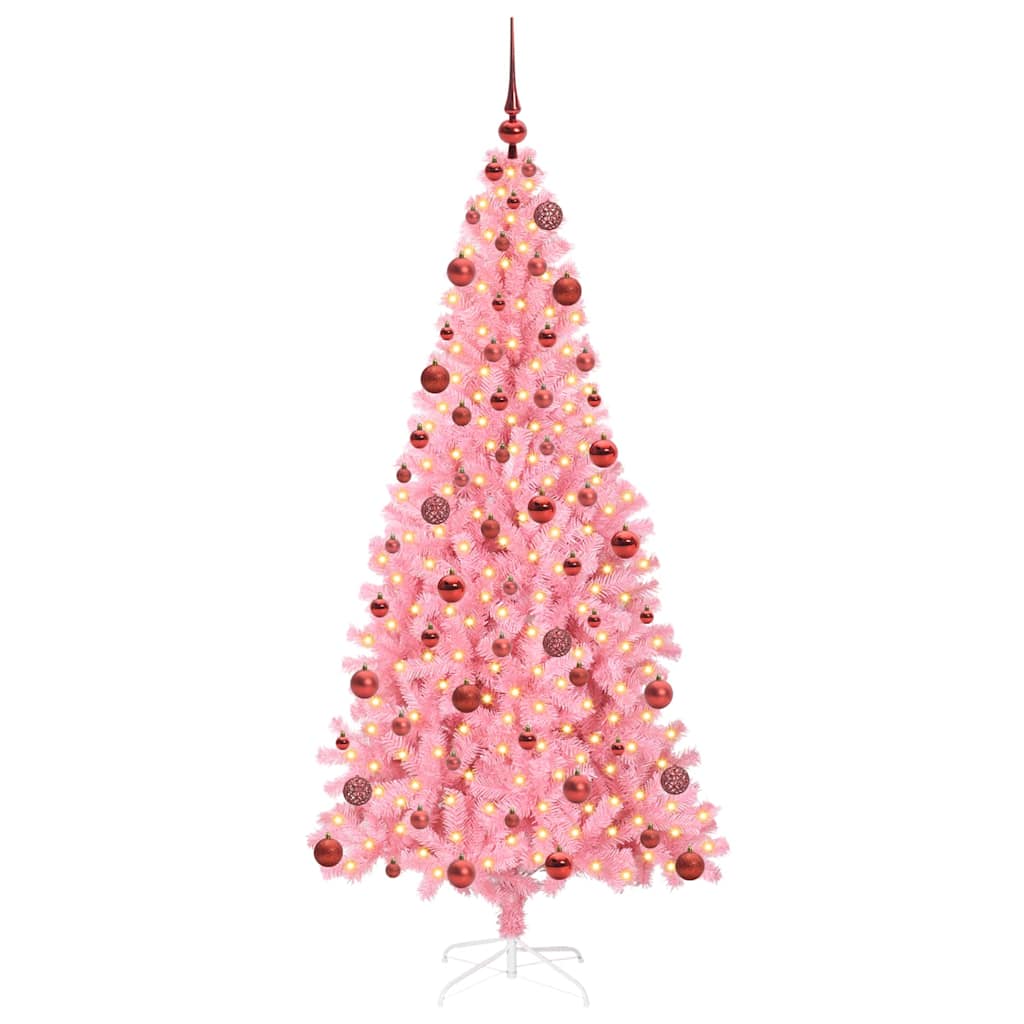 VidaXL Sapin de Noël avec 300 LED avec PVC rose standard 180 cm