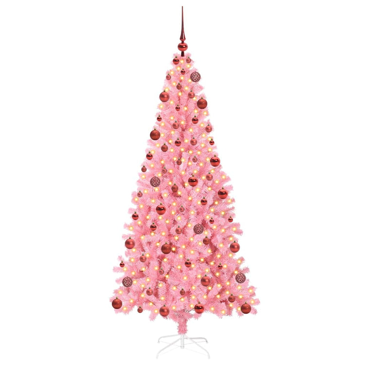 VidaXL Sapin de Noël avec 300 LED avec PVC rose standard 180 cm
