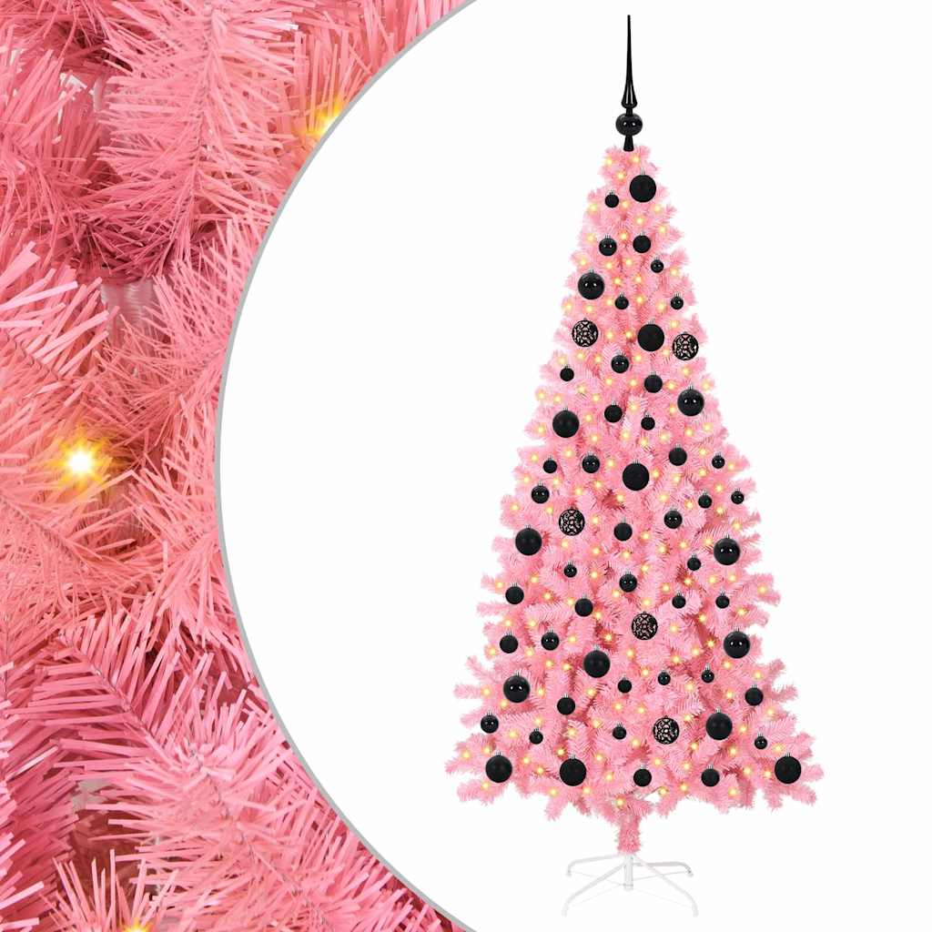 VidaXL Sapin de Noël avec 300 LED avec PVC rose standard 180 cm