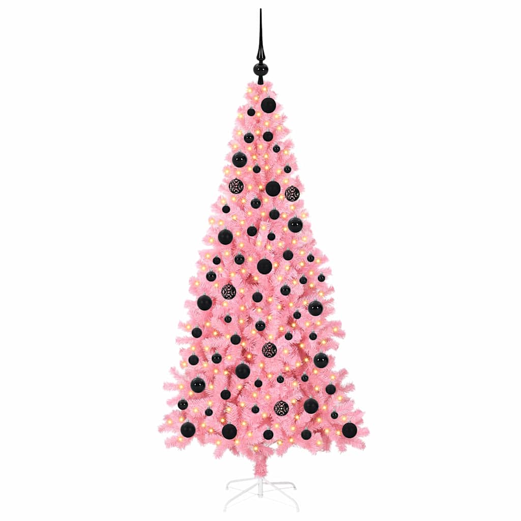 VidaXL Sapin de Noël avec 300 LED avec PVC rose standard 180 cm