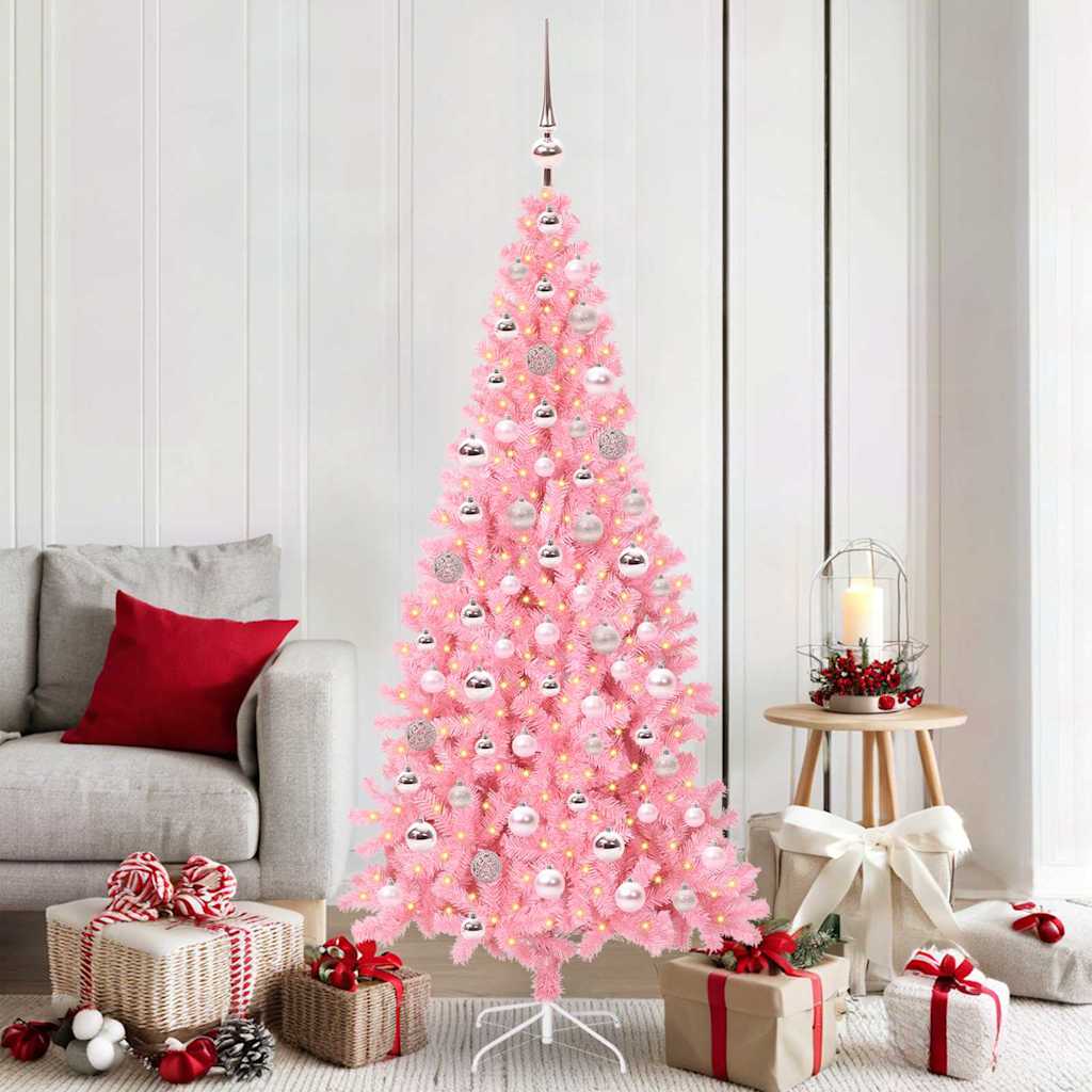 VidaXL Sapin de Noël avec 300 LED avec PVC rose standard 180 cm