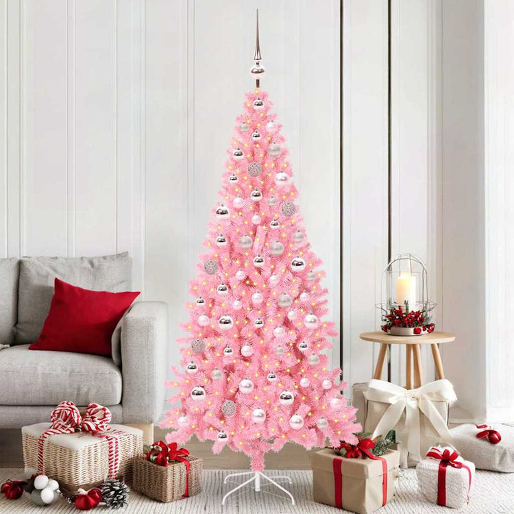 VidaXL Sapin de Noël avec 300 LED avec PVC rose standard 180 cm