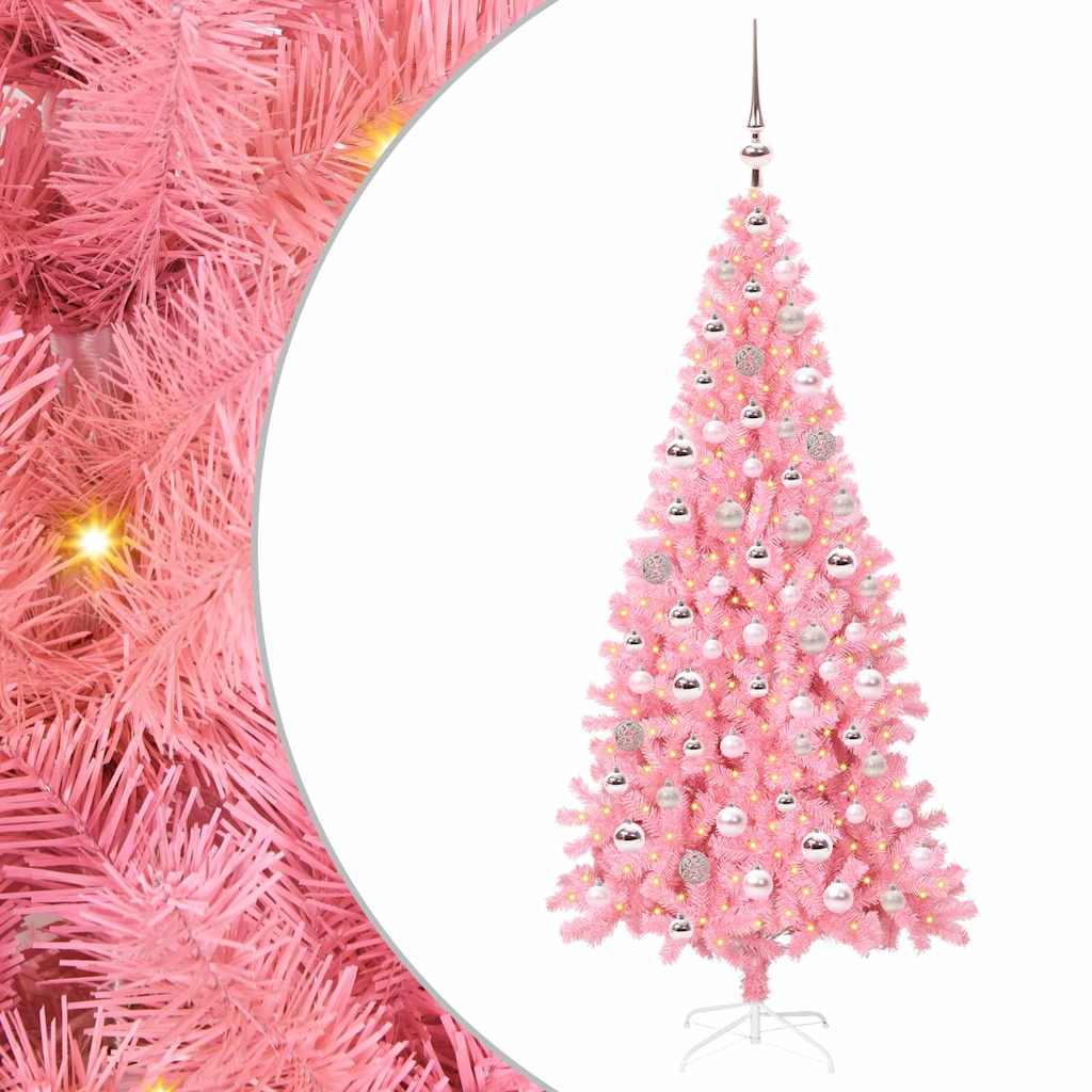 VidaXL Sapin de Noël avec 300 LED avec PVC rose standard 180 cm